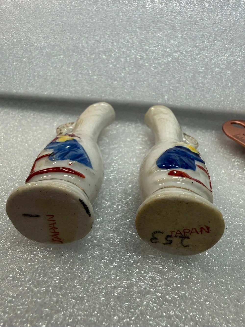 Pair of Miniature Japanese Porcelain Bud Vases Hand Painted Japan